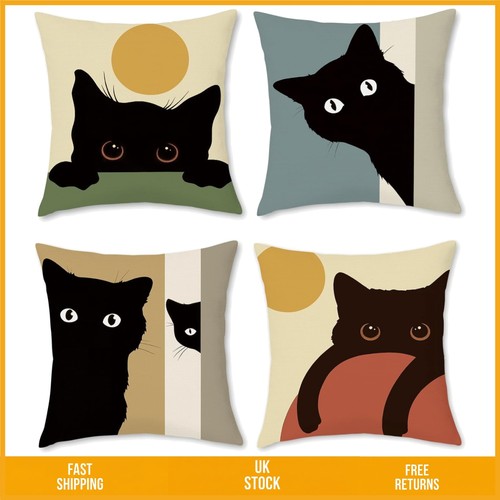 Charming black cat linen - cat,