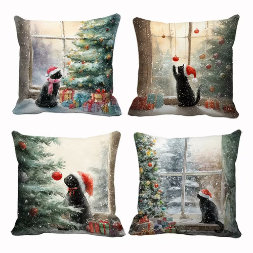 Set cat christmas cushion - 4,