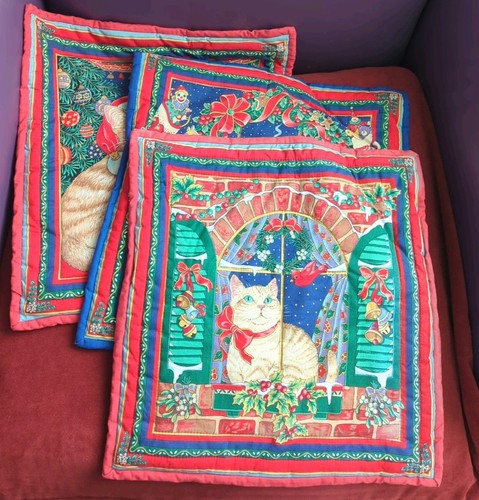 Christmas festive cat quilted - christmas,
