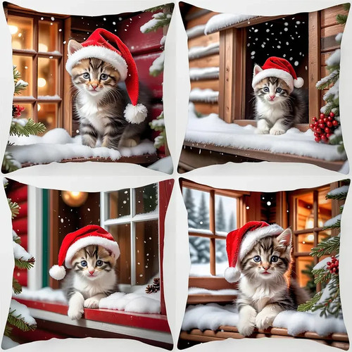 Set cat christmas cushion - 4,