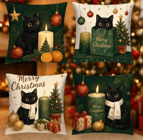 Set cat christmas cushion - of,