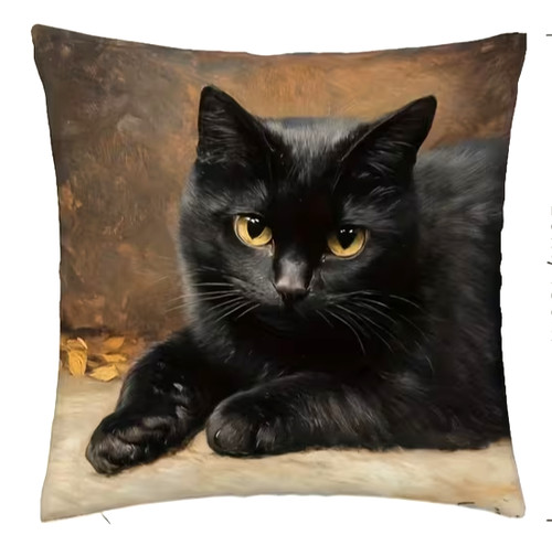 Adorable black cat cushion - adorable,