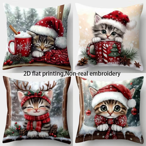 Set cat christmas cushion - 4,