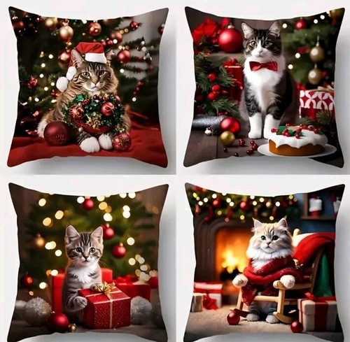 Christmas cat cushion - cat,